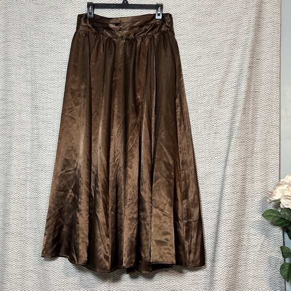 Cato Dresses & Skirts - Cato Brown Satin Feel Tux Waist  Maxi Skirt Polyester Large